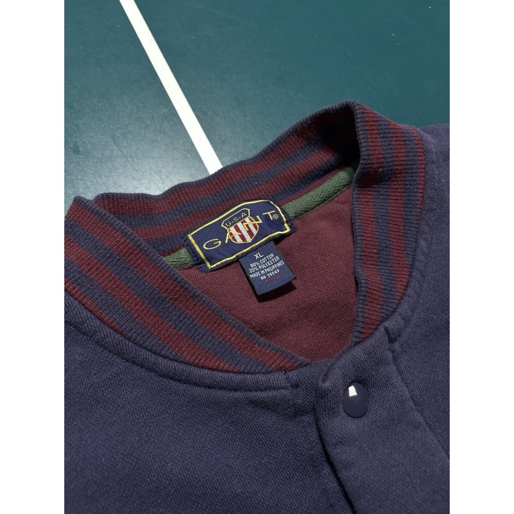 Vintage 90s Gant Varsity Bomber Color Block Sweatshirt Jacket Men's XL Fleece - Picture 3 of 9